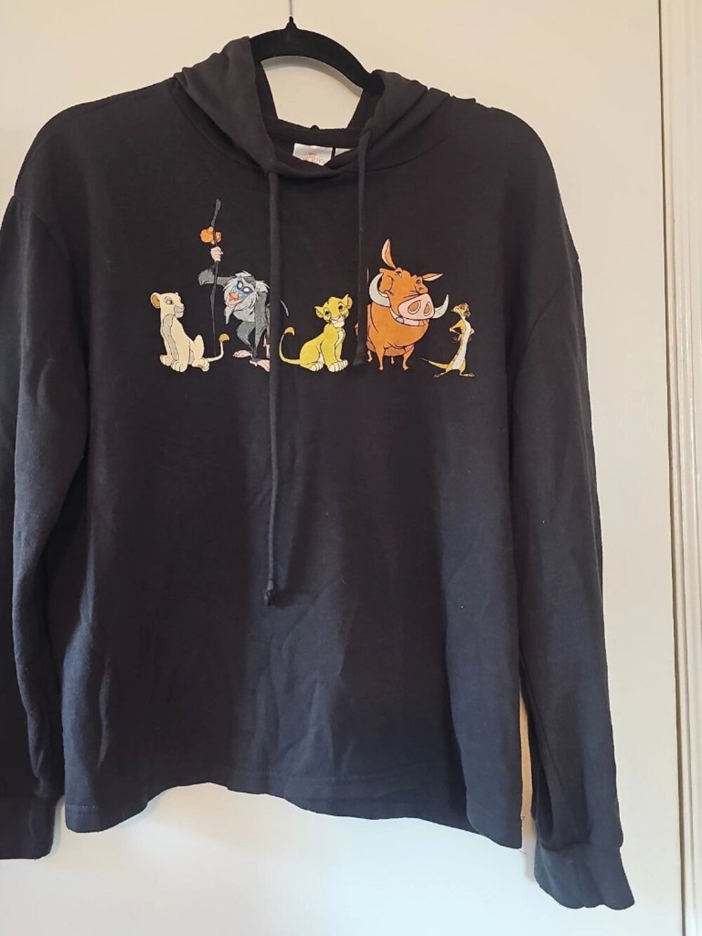 Disney The Lion King Black Polyester Blend Pullover Hoodie-Size:Large